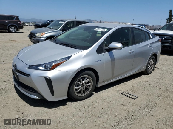 2020 Toyota Prius L Eco z VIN JTDKARFU0L3113339, wystawiony jako Copart lot #59635135 z przebiegiem 46 189 mil mil oraz Szkoda całkowita • Salvage title. Historia ofert i sprzedaży dostępna na DreamBid. Obrazek 1.