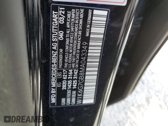 2021 Mercedes-Benz S 580 with VIN W1K6G7GB8MA043349, listed as a Copart auction lot 65180302 with 5,907 mi miles and . Bid and sale history available at DreamBid. Image 10.