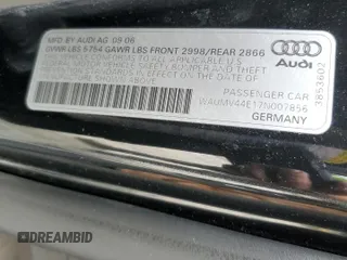 2007 Audi A8 4.2L z VIN WAUMV44E17N007856, wystawiony jako Copart lot #58255675 z przebiegiem 125 804 mil mil oraz Szkody całkowita. Historia ofert i sprzedaży dostępna na DreamBid. Obrazek 12.