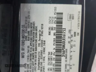 2020 Ford Fusion Hybrid SEL with VIN 3FA6P0MU0LR161753, listed as a Copart auction lot 84419834 with 79,764 mi miles and Salvage Title. Bid and sale history available at carsss.com. Image 12.