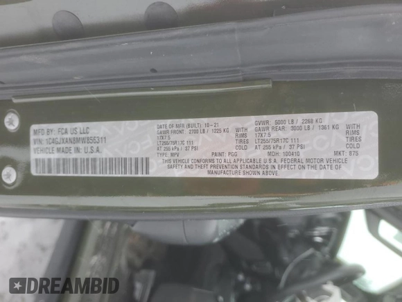 2021 Jeep Wrangler Sport с VIN 1C4GJXAN8MW856311, выставлен на аукционе Copart как лот 45948825 с пробегом 16 550 миль миль и Чистый • Clean title. История ставок и продаж доступна на DreamBid. Изображение 13.