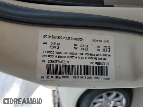 2006 Chrysler 300 Touring with VIN 2C3KK53G96H365178, listed as a Copart auction lot 43570425 with 206,552 mi miles and Salvage Title. Bid and sale history available at carsss.com. Image 12.