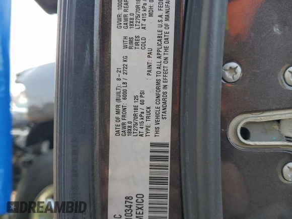 2022 Ram 2500 Tradesman with VIN 3C6UR5CL1NG103478, listed as a Copart auction lot 78218164 with 39,692 mi miles and Non Repairable. Bid and sale history available at carsss.com. Image 15.