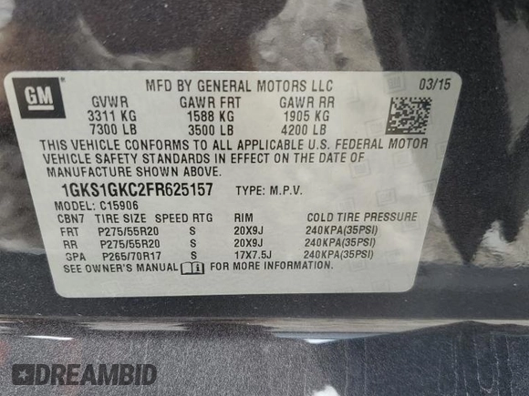 2015 GMC Yukon XL SLE z VIN 1GKS1GKC2FR625157, wystawiony jako Copart lot #69628124 z przebiegiem 153 022 mil mil oraz Szkoda całkowita • Salvage title. Historia ofert i sprzedaży dostępna na DreamBid. Obrazek 13.