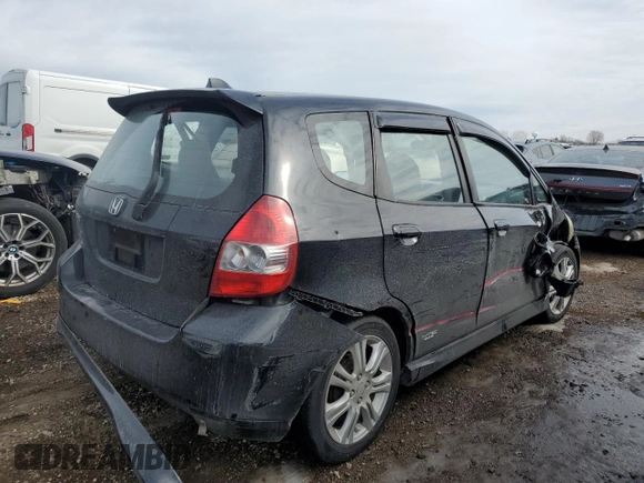 2008 Honda Fit Sport with VIN JHMGD386X8S021501, listed as a Copart auction lot 46508985 with 196,303 mi miles and Salvage Title. Bid and sale history available at carsss.com. Image 3.