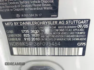 2006 Mercedes-Benz SLK 280 с VIN WDBWK54F36F095464, выставлен на аукционе IAAI как лот 42377217 с пробегом 105 627 миль миль и . История ставок и продаж доступна на DreamBid. Изображение 9.