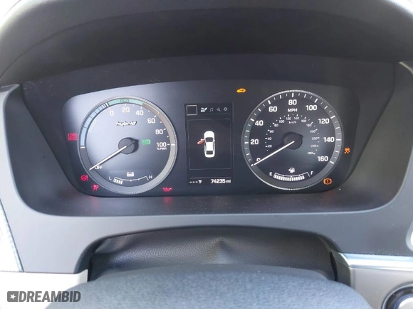 2017 Hyundai Sonata Hybrid SE with VIN KMHE24L34HA075735, listed as a IAAI auction lot 41650638 with 74,235 mi miles. Bid and sale history available at carsss.com. Image 7.