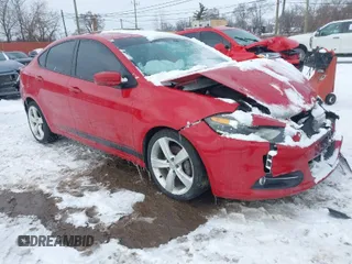 2015 Dodge Dart GT with VIN 1C3CDFEB4FD165702, listed as a IAAI auction lot 41612804 with 137,872 mi miles. Bid and sale history available at carsss.com. Image 1.