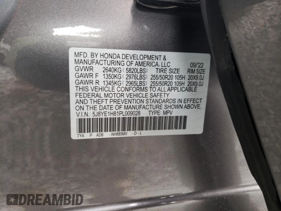 2023 Acura MDX w/Advance Package with VIN 5J8YE1H81PL009028, listed as a Copart auction lot 40584863 with 0 mi miles. Bid and sale history available at carsss.com. Image 15.