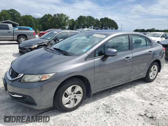 2013 Honda Civic LX with VIN 2HGFB2F58DH509100, listed as a Copart auction lot 60142585 with 154,973 mi miles and Salvage title. Bid and sale history available at DreamBid. Image 1.