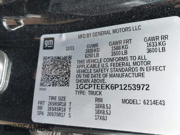 2023 Chevrolet Colorado 4WD Trail Boss with VIN 1GCPTEEK6P1253972, listed as a IAAI auction lot 41864105 with 19,238 mi miles. Bid and sale history available at carsss.com. Image 9.