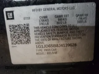 2018 Chevrolet Sonic LT z VIN 1G1JD6SB8J4139628, wystawiony jako Copart lot #84888984 z przebiegiem 81 790 mil mil oraz Szkoda całkowita • Salvage title. Historia ofert i sprzedaży dostępna na DreamBid. Obrazek 12.