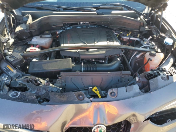 2021 Alfa Romeo Stelvio Ti with VIN ZASPAKBN4M7D18255, listed as a Copart auction lot 48514765 with 0 mi miles and Salvage Title. Bid and sale history available at carsss.com. Image 12.