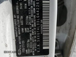 2020 Kia Optima LX z VIN 5XXGT4L33LG442261, wystawiony jako Copart lot #53684595 z przebiegiem Nie podano mil oraz Nie do naprawy. Historia ofert i sprzedaży dostępna na DreamBid. Obrazek 13.