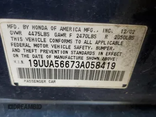 2003 Acura TL with VIN 19UUA56673A058419, listed as a Copart auction lot 76680224 with 98,957 mi miles and Salvage Title. Bid and sale history available at carsss.com. Image 12.