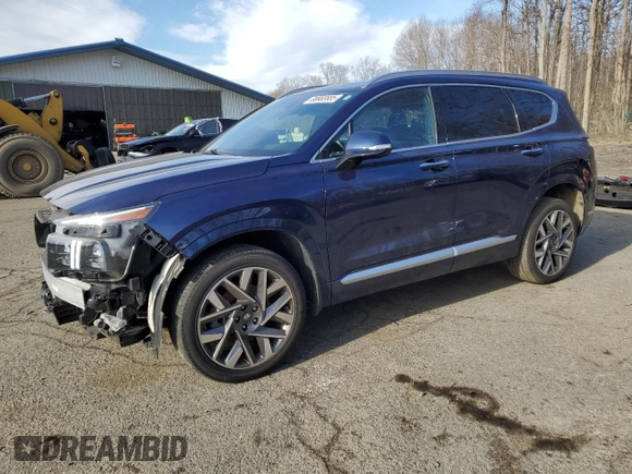 2021 Hyundai Santa Fe Calligraphy z VIN 5NMS5DAL9MH368001, wystawiony jako Copart lot #88983885 z przebiegiem 35 631 mil mil oraz Szkoda całkowita • Salvage title. Historia ofert i sprzedaży dostępna na DreamBid. Obrazek 1.