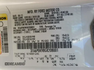 2016 Ford Fusion Titanium with VIN 3FA6P0K98GR208001, listed as a Copart auction lot 86932254 with Not Provided miles and Salvage Title. Bid and sale history available at DreamBid. Image 12.