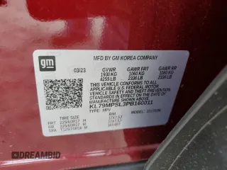 2023 Chevrolet TrailBlazer LT with VIN KL79MPSL3PB160011, listed as a Copart auction lot 43690734 with 3,840 mi miles. Bid and sale history available at carsss.com. Image 12.