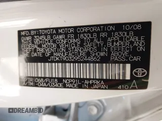 2009 Toyota Yaris with VIN JTDKT903295244862, listed as a IAAI auction lot 41616299 with 213,078 mi miles and . Bid and sale history available at DreamBid. Image 9.