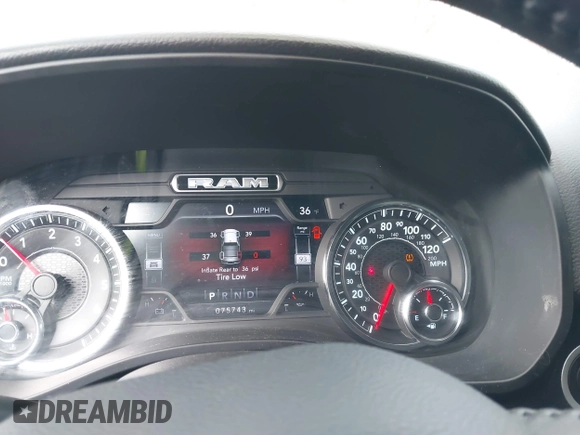 2021 Ram 1500 Big Horn with VIN 1C6RRFBG1MN720594, listed as a IAAI auction lot 41683893 with 75,743 mi miles. Bid and sale history available at carsss.com. Image 7.