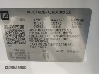 2021 GMC Sierra 1500 with VIN 1GTP8CET3MZ123515, listed as a IAAI auction lot 42002396 with 57,713 mi miles and . Bid and sale history available at DreamBid. Image 9.