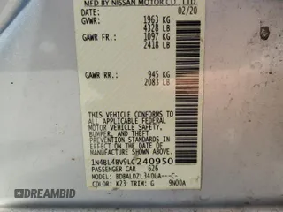 2020 Nissan Altima S with VIN 1N4BL4BV9LC240950, listed as a Copart auction lot 59588275 with 89,310 mi miles and Salvage title. Bid and sale history available at DreamBid. Image 13.