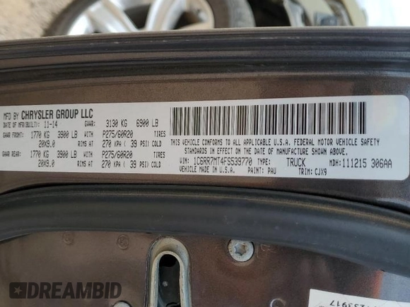 2015 Ram 1500 Sport z VIN 1C6RR7MT4FS539770, wystawiony jako Copart lot #53838425 z przebiegiem 155 757 mil mil oraz Szkoda całkowita • Salvage title. Historia ofert i sprzedaży dostępna na DreamBid. Obrazek 13.