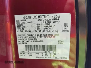 2004 Ford F-150 XL z VIN 1FTPX12514NA00560, wystawiony jako IAAI lot #42261569 z przebiegiem 189 438 mil mil oraz . Historia ofert i sprzedaży dostępna na DreamBid. Obrazek 9.