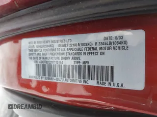 2003 Subaru Baja Special Sports с VIN 4S4BT62C337115144, выставлен на аукционе IAAI как лот 41602386 с пробегом 127 066 миль миль и . История ставок и продаж доступна на DreamBid. Изображение 9.