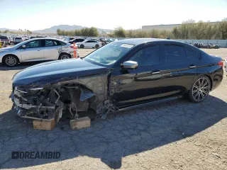 2018 BMW 5 Series M550i xDrive with VIN WBAJB9C55JG463848, listed as a Copart auction lot 48485765 with 47,078 mi miles and Salvage Title. Bid and sale history available at carsss.com. Image 1.