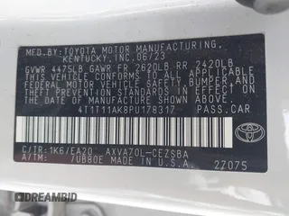 2023 Toyota Camry SE with VIN 4T1T11AK8PU178317, listed as a IAAI auction lot 41915729 with 22,264 mi miles and . Bid and sale history available at DreamBid. Image 9.