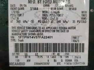 2007 Ford F-150 XLT with VIN 1FTPW14V57FA22401, listed as a Copart auction lot 44756715 with 218,916 mi miles and Clean Title. Bid and sale history available at carsss.com. Image 13.