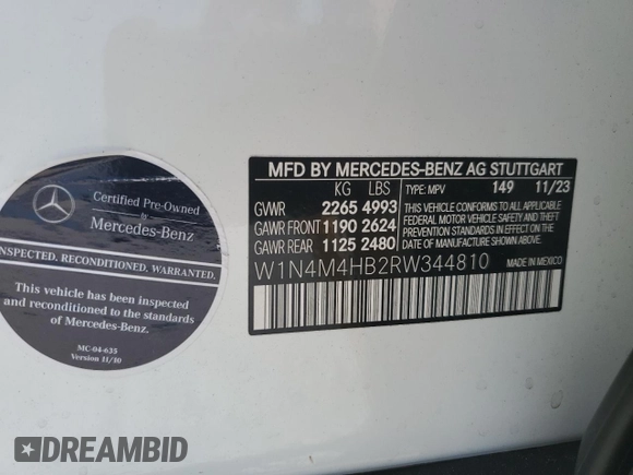 2024 Mercedes-Benz GLB 250 с VIN W1N4M4HB2RW344810, выставлен на аукционе Copart как лот 75337914 с пробегом 5 924 миль миль и Списание • Salvage title. История ставок и продаж доступна на DreamBid. Изображение 14.