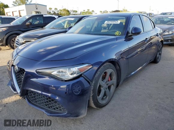 2018 Alfa Romeo Giulia with VIN ZARFAEBN5J7582236, listed as a Copart auction lot 49299943 with 45,736 mi miles. Bid and sale history available at carsss.com. Image 1.