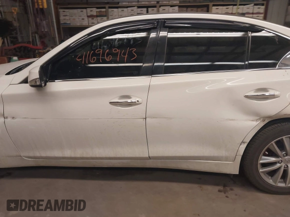 2017 Infiniti Q50 2.0t with VIN JN1CV7AP5HM641168, listed as a IAAI auction lot 41696943 with 106,855 mi miles and . Bid and sale history available at carsss.com. Image 15.