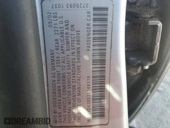 2003 Volkswagen Passat GLS z VIN WVWVD63BX3E148318, wystawiony jako Copart lot #74841944 z przebiegiem 86 620 mil mil oraz Szkoda całkowita • Salvage title. Historia ofert i sprzedaży dostępna na DreamBid. Obrazek 12.