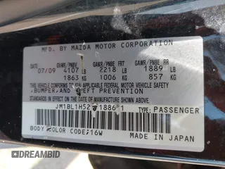2010 Mazda 3 S Sport with VIN JM1BL1H52A1188621, listed as a IAAI auction lot 42473994 with 191,205 mi miles and . Bid and sale history available at DreamBid. Image 9.