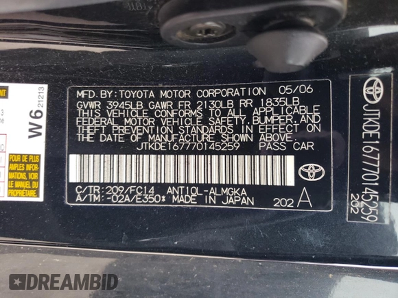 2007 Scion tC Spec with VIN JTKDE167770145259, listed as a Copart auction lot 49741435 with 170,931 mi miles and Salvage Title. Bid and sale history available at carsss.com. Image 14.