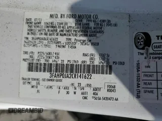 2012 Ford Fusion SEL with VIN 3FAHP0JA2CR141622, listed as a Copart auction lot 62663395 with 205,806 mi miles and Salvage title. Bid and sale history available at DreamBid. Image 12.