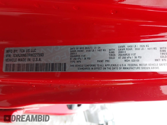 2024 Jeep Wrangler Willys z VIN 1C4RJXN67RW227593, wystawiony jako IAAI lot #41519596 z przebiegiem 7 851 mil mil oraz . Historia ofert i sprzedaży dostępna na DreamBid. Obrazek 9.