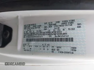 2010 Ford Econoline Passenger XL с VIN 1FBSS3BL6ADA81371, выставлен на аукционе IAAI как лот 41192772 с пробегом 154 886 миль миль и . История ставок и продаж доступна на DreamBid. Изображение 9.