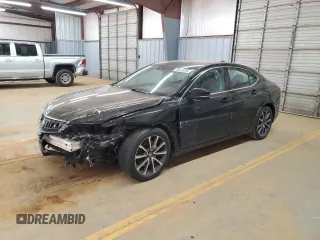 2015 Acura TLX V6 Tech with VIN 19UUB2F55FA005385, listed as a Copart auction lot 45049045 with 0 mi miles and Salvage Title. Bid and sale history available at carsss.com. Image 1.