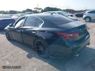 2018 Infiniti Q50 RED SPORT 400 with VIN JN1FV7AR5JM481250, listed as a IAAI auction lot 41956095 with 96,576 mi miles. Bid and sale history available at carsss.com. Image 3.
