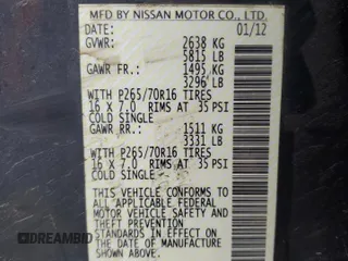 2012 Nissan Frontier Pro-4X с VIN 1N6AD0EV5CC426280, выставлен на аукционе Copart как лот 80560904 с пробегом Не указан миль и Чистый • Clean title. История ставок и продаж доступна на DreamBid. Изображение 12.