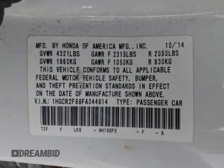 2015 Honda Accord EX-L с VIN 1HGCR2F88FA044814, выставлен на аукционе IAAI как лот 42486552 с пробегом 178 053 миль миль и . История ставок и продаж доступна на DreamBid. Изображение 9.