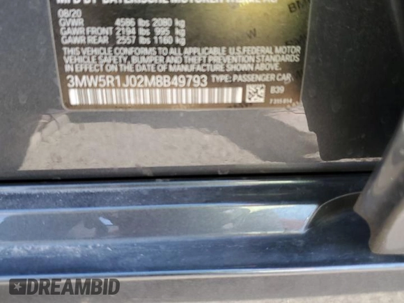 2021 BMW 3 Series 330i with VIN 3MW5R1J02M8B49793, listed as a Copart auction lot 75088384 with 42,281 mi miles and Salvage Title. Bid and sale history available at carsss.com. Image 15.
