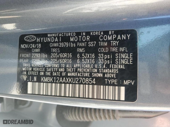2019 Hyundai Kona SE with VIN KM8K12AAXKU270854, listed as a Copart auction lot 50302725 with 94,100 mi miles and Non Repairable. Bid and sale history available at carsss.com. Image 14.