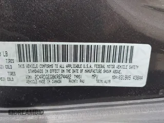 2019 Dodge Grand Caravan GT z VIN 2C4RDGEG8KR674402, wystawiony jako IAAI lot #42311861 z przebiegiem 118 451 mil mil oraz . Historia ofert i sprzedaży dostępna na DreamBid. Obrazek 9.