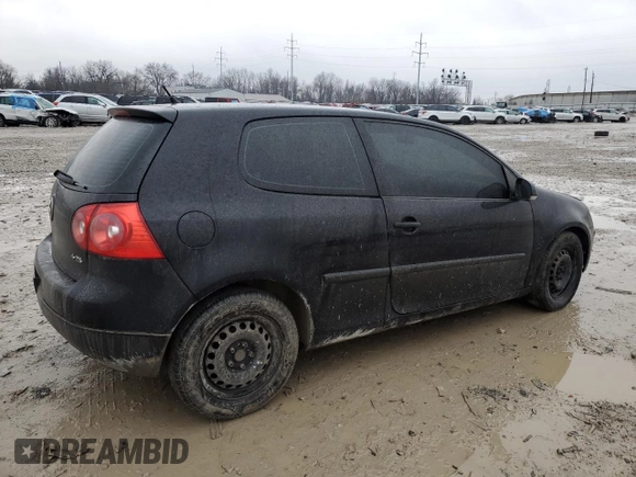 2009 Volkswagen Rabbit S with VIN WVWAB71K19W110539, listed as a Copart auction lot 85843454 with Not provided miles and Salvage title. Bid and sale history available at DreamBid. Image 3.