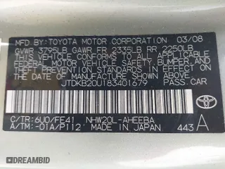 2008 Toyota Prius with VIN JTDKB20U183401679, listed as a IAAI auction lot 41694159 with 177,202 mi miles. Bid and sale history available at carsss.com. Image 9.